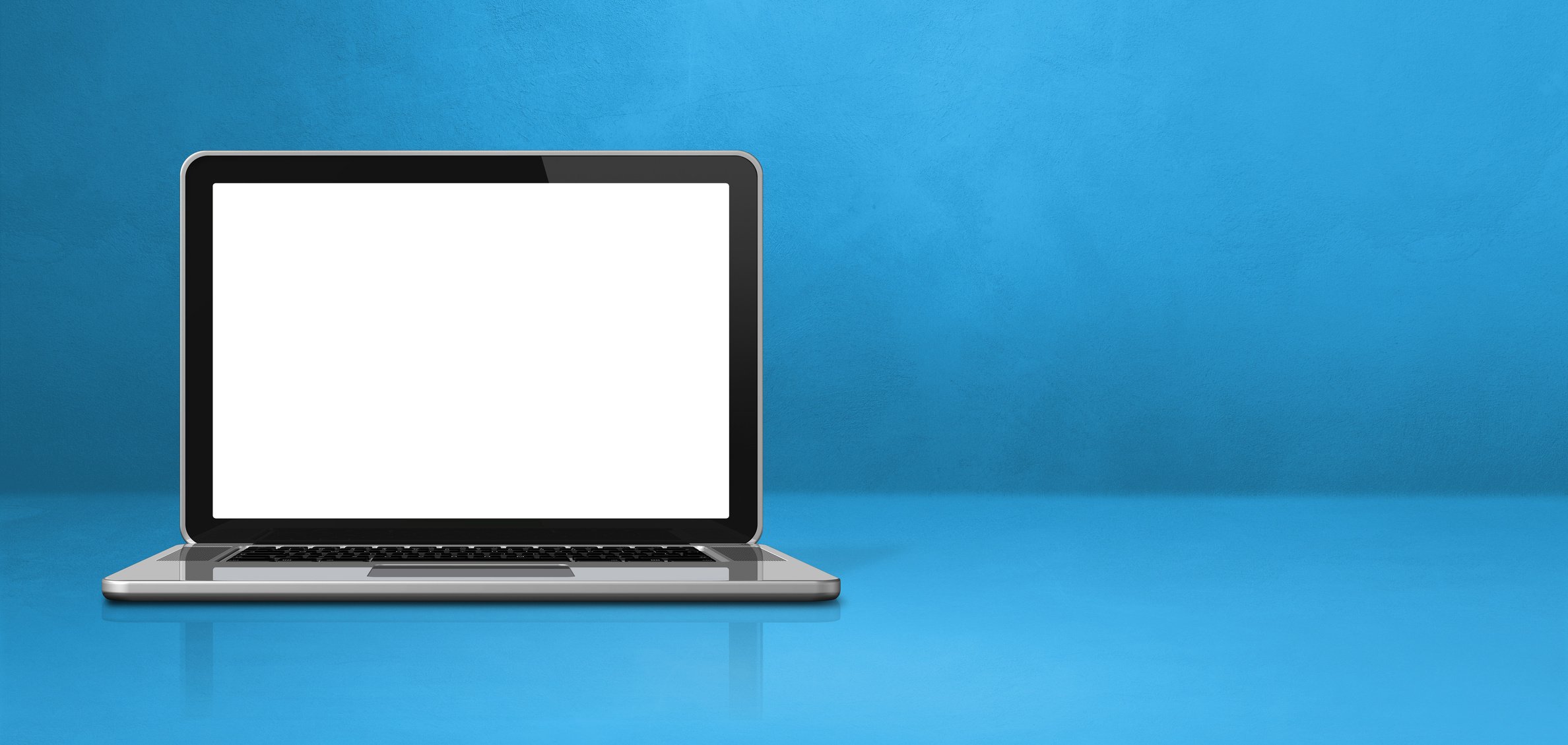 Laptop Mockup on Blue Background Copy Space